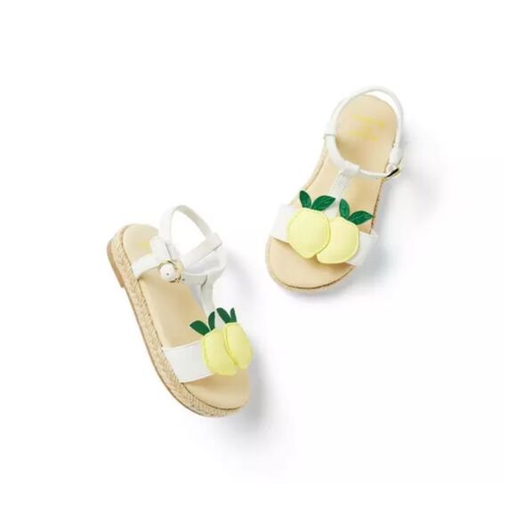Janie and Jack Gingham Lemon Sandal in White Size 10 - Picture 1 of 6